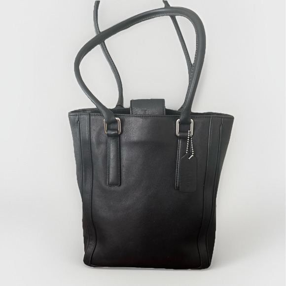 Vintage Coach Black Leather Bonnie Cashin Legacy Slim Tote Bag 9422 Old Money - Picture 1 of 10